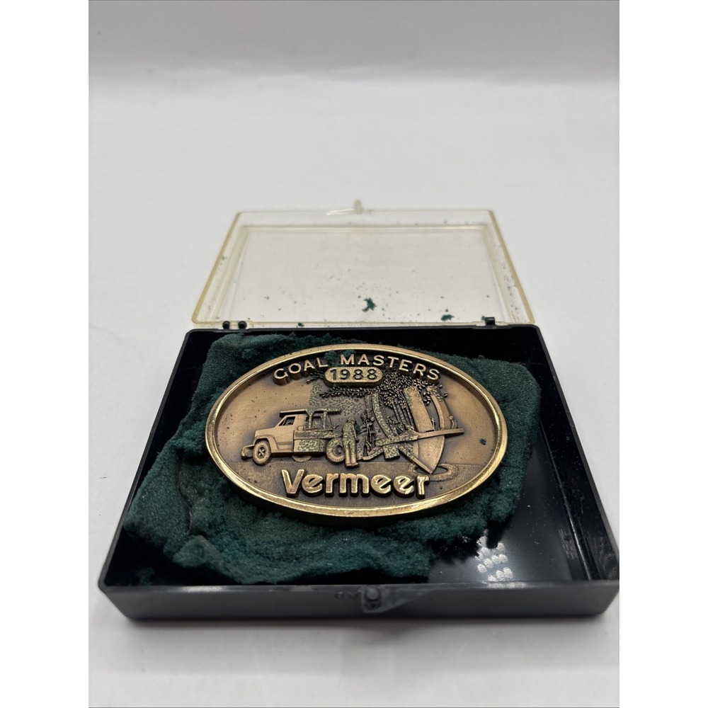 Vtg 1988 Vermeer Co Advertising Belt Buckle GOAL MASTERS Ag Industrial Machinery